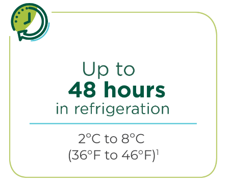 Store TEPEZZA up to 48 hours in refrigeration